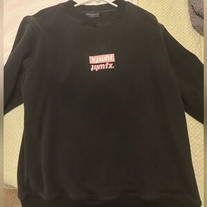 White Fox Black Sweatshirt with Pink Graphic